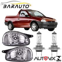 Par farol corsa pickup 1994 a 2002 cromado vidro lampadas halogenas