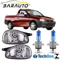 Par farol corsa pickup 1994 a 2002 cromado vidro super brancas