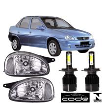 Par farol corsa sedan cromado 1994 a 2002 super led 6k vidro