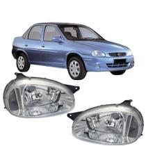 Par farol corsa sedan cromado 1994 a 2002 vidro