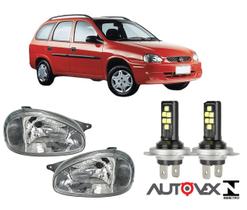 Par farol corsa wagon 1994 a 2002 cromado p super branca led