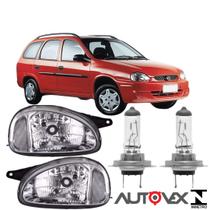 Par farol corsa wagon 1994 a 2002 cromado pl lamp halogena