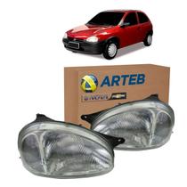 Par Farol Cromado Direito Esquerdo Lente De Vidro Arteb Corsa 1994 A 2000 Kit2471