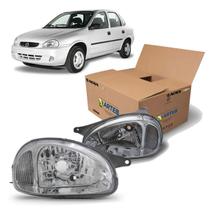 Par Farol Cromado Lente Lisa Acrilico Arteb Corsa 1994 A 2010 Kit2474