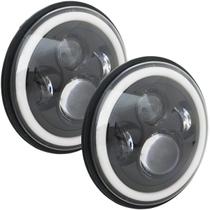 Par Farol de Led 7 Pol Angel Eye 60W Drl Seta Jeep Troller Fusca Kombi Wrangler Harley Rayx Lt1013