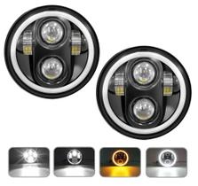 Par Farol de Led Redondo 5,75 Polegadas Angel Eyes Drl Seta