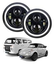 Par Farol de Led Redondo 7 Polegadas Angel Eyes Drl Seta