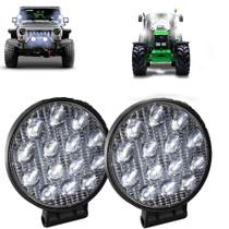 Par Farol De Milha 14 Leds 42w 12v 24v Redondo Trator Carro