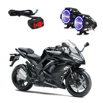 Par Farol de Milha Angel Eye U7 Azul para Moto Kawasaki NINJA 1000 2011 20122013 2014 2015 2016