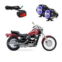 Par Farol de Milha Angel Eye U7 Azul para Moto Kawasaki Vulcan 800CC 1995 1996 1997