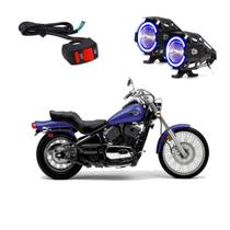 Par Farol de Milha Angel Eye U7 Azul para Moto Kawasaki Vulcan 800CC 1999 2000 2001 2002 2003 2004