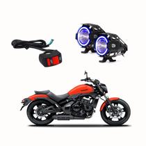 Par Farol de Milha Angel Eye U7 Azul para Moto Kawasaki Vulcan 900CC LT 2010 2011 2012 2013