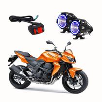 Par Farol de Milha Angel Eye U7 Azul para Moto Kawasaki Z 750 2008 2009 2010 2011 2012 2013