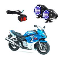 Par Farol de Milha Angel Eye U7 Azul para Moto Suzuki Bandit 600 2005 2006 2007 2008 2009 2010 2011 2012 2013