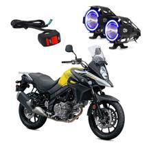 Par Farol de Milha Angel Eye U7 Azul para Moto Suzuki DL 1000 V Strom 2003 2004 2005 2006 2007 2008 2009