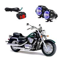 Par Farol de Milha Angel Eye U7 Azul para Moto Suzuki Intruder LC 1500 2001 2002 2003 2004
