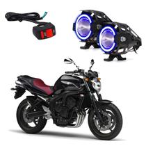 Par Farol de Milha Angel Eye U7 Azul para Moto Yamaha FZ 6 N 2008 2009 Par Farol de Milha Angel Eye U7 Azul para Moto Yamaha FZ 6 N 2008 2009