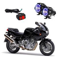 Par Farol de Milha Angel Eye U7 Azul para Moto Yamaha XJ6 F 2010 2011 2012 2013