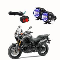 Par Farol de Milha Angel Eye U7 Azul para Moto Yamaha XTZ 250 Tenerê 2007 2008 2009 2010 2011 2012 2013