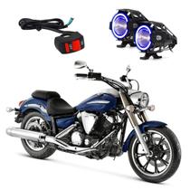 Par Farol de Milha Angel Eye U7 Azul para Moto Yamaha XVS 950 Midnight Star 2009 2010 2011 2012 2013