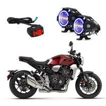 Par Farol de Milha Angel Eye U7 Mini Azul para Moto Honda CB 1000R 2011 2012 2013 2014 2015 2016 52017 2018 ate 2022