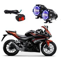 Par Farol de Milha Angel Eye U7 Mini Azul para Moto Honda CBR 500 2014 2015 2016 2017 2018 2019 2020 2021 2022 Par Farol de Milha Angel Eye U7 Mini Azul para Moto Honda CBR 500 2014 2015 2016 2017 2018 2019 2020 2021 2022