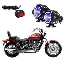 Par Farol de Milha Angel Eye U7 Mini Azul para Moto Honda SHADOW 1100 AC 2001 2002 2003 2004 2005 2006 até 2022