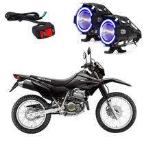 Par Farol de Milha Angel Eye U7 Mini Azul para Moto Honda XR 250 Tornado 2001 2002 2003 2004 2005 2006 2007 ate 2022