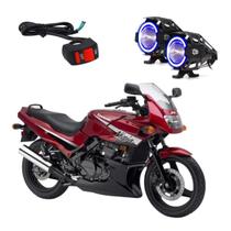 Par Farol de Milha Angel Eye U7 Mini Azul para Moto Kawasaki Ninja 500R 2005 2006 2007 2008 2009 2010 até 2022