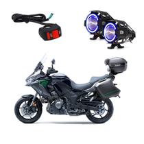 Par Farol de Milha Angel Eye U7 Mini Azul para Moto Kawasaki Versys 1000 Grand Tourer 2013 2014 2015 2016 até 2022 Par Farol de Milha Angel Eye U7 Mini Azul para Moto Kawasaki Versys 1000 Grand Tourer 2013 2014 2015 2016 até 2022