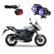 Par Farol de Milha Angel Eye U7 Mini Azul para Moto Kawasaki Versys 650CC 2010 2011 2012 2013 2014 2015 2016 até 2022 Par Farol de Milha Angel Eye U7 Mini Azul para Moto Kawasaki Versys 650CC 2010 2011 2012 2013 2014 2015 2016 até 2022