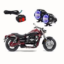 Par Farol de Milha Angel Eye U7 Mini Azul para Moto Kawasaki Vulcan VN 1600 Mean Streak 2005 2006 2007 até 2022