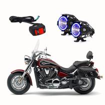 Par Farol de Milha Angel Eye U7 Mini Azul para Moto Kawasaki Vulcan VN 2000 2005 2006 2007 2008 2009 2010 até 2022