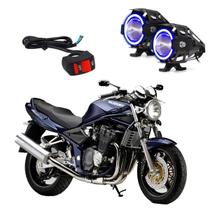 Par Farol de Milha Angel Eye U7 Mini Azul para Moto Suzuki Bandit 1200 2005 2006 2007 2008 2009 2010 ate 2022 Par Farol de Milha Angel Eye U7 Mini Azul para Moto Suzuki Bandit 1200 2005 2006 2007 2008 2009 2010 ate 2022