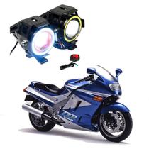 Par Farol de Milha Angel Eye U7 para Moto Kawasaki NINJA ZZR 1100CC 1993 1994 1995 1996 1997 1998 1999 2000 até 2022