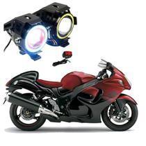 Par Farol de Milha Angel Eye U7 para Moto Suzuki GSX 1300R Hayabusa 1998 1999 2000 2001 2002 2003 2004 2005 até 2013