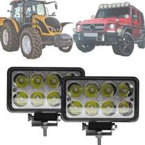 Par farol de milha auxiliar retangular 8 leds universal jeep