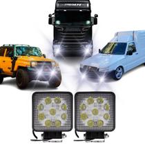 Par Farol de Milha Auxiliar Universal quadrado 12v 24v Carro Caminhao farol de led
