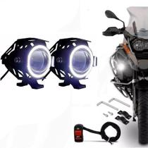 Par farol de milha azul universal led u7 auxiliar moto cinoy