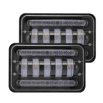 Par Farol de Milha LED Retangular H4 80W com DRL Alto Baixo Chip Cree Universal 12V 24V Off Road 6000K