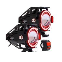 Par Farol De Milha Moto Angel U7 Vermelho 3 Efeitos