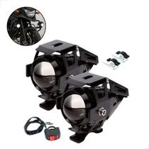Par Farol de Milha Moto LED U5 Angel Eye Auxiliar Super Brilho 6000K Par Farol de Milha Moto LED U5 Angel Eye Auxiliar Super Brilho 6000K