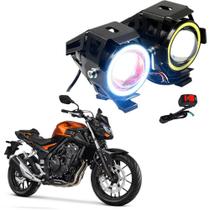 Par Farol de Milha para Moto CB500F 2017 2018 2019 Angel Eye U7 Mini