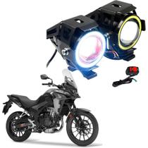 Par Farol de Milha para Moto CB500X 2017 2018 2019 Angel Eye U7 Mini