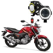 Par Farol de Milha para Moto Honda CG 160 TITAN 2016 2017 2018 2019 Angel Eye U7 Mini