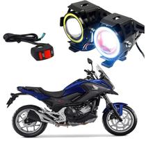 Par Farol de Milha para Moto Honda NC 750X 2015 Angel Eye U7 Mini