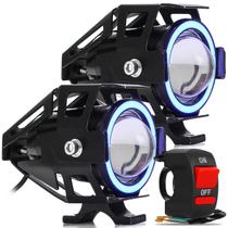 Par Farol De Milha Ultra Led U7 30w 12v Auxiliar Moto Botão