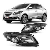 Par Farol Dianteiro Chevrolet Onix Prisma Máscara Negra 2012 a 2016
