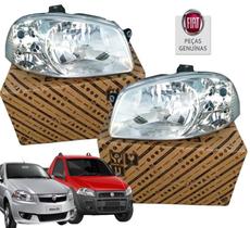 Par Farol Dianteiro com Lâmpadas Palio Strada Working Siena EL 2009/... Original Genuíno Fiat MOPAR