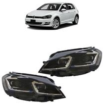 Par Farol Dianteiro Golf Tsi 2013 2014 2015 2016 2017 Máscara Negra Friso Cromado Com Led